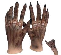 Tokaneit Guantes Látex Zombi Terror Halloween, Guantes Manos Hueso Zombi Podrido, Guante Halloween, Manos Quemadas, para Disfraces Fiestas, Cosplay, Mascarada Fiesta Familiar Temática