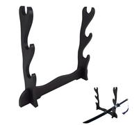 Tokaneit Soporte Espadas Katana Madera Negro, Espada Soporte Expositor Madera, Samurai Display Rack, Decoración China para Cuchillos, Dagas en Casa o en la Oficina, 3 Nivel