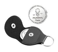 Token de decisión parental de acero inoxidable - Llavero de cuero humorístico para padres jóvenes | Token de decisión de padres de doble cara con llavero de cuero, regalo humorístico para no