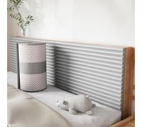 Tokenhigh Panel de pared 3D autoadhesivo, anticolisión, acolchado para cabecero, cama, dormitorio y habitación infantil (gris, 20 x 200 cm)