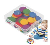 Tokens de conteo matemáticos: 50 contadores de madera, herramienta educativa para el aula, manipuladores de aprendizaje de colores, fichas redondas, ayuda al desarrollo temprano del cerebro, re
