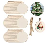 TOKERD 100 Piezas Bolas Navideñas Redondas, Adornos de Madera con Cuerda, Manualidades Colgantes, se Pueden Usar para decoración de árboles de Navidad, Manualidades, Bricolaje