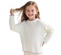 Tokeya Camiseta Térmica Niña Manga Larga Básica Camisa Elástica Medio Cuello Alto Capa Base Camisetas Suave Cómodo Térmica Interior Tops Casual Otoño Invierno para Infantil Ropa 7-8 Años, Blanco