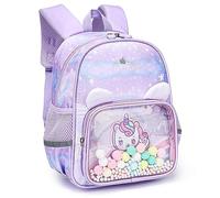 Tokeya Mochila Infantil, Pequeña para Niñas, Unicornio, Preescolar Escolares Bolsa Impermeable Kindergarten, Mochilas Animales Guardería con Bolsillos Laterales para 2-6 Años Bebe, Morado
