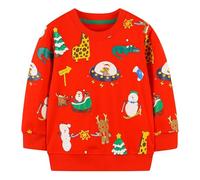 Tokeya Sudadera Niños Bebe Jersey Sin Capucha Manga Larga Algodón Camiseta Lindo Dibujos Pullover Casual Deporte Cuello Redondo Basica Tops para Infantil Ropa 6-7 Años, Rojo