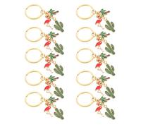 TOKIDNY 10 Unidades Llavero Accesorio Único de Metal Diseño de Flamenco Colgante Cactus y Palmera para Carteras y Llaves para Celebracion Verano y Reuniones Familiares