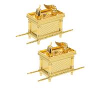 TOKIDNY 2 Piezas de Arca Alianza de Aleación de Zinc Dorada Modelo de Tabernáculo Pequeño 95X35X6 CM Adorno Religioso y Decoración Artesanal para Iglesia y Hogar