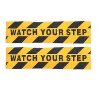 TOKIDNY 2 Piezas Pegatinas de Advertencia Antideslizantes para Suelo 15x60 Cm, Señal de Precaución para Escaleras y Pasillos, Texto Watch Your Step Negro y Amarillo, Uso Industrial Estilo