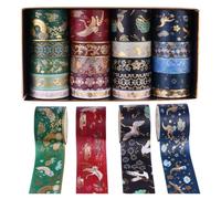 TOKIDNY 20 Rollos Rollos Cinta Washi Bronceadora Decorativa para Álbum de Fotos, Cinta de Papel DIY Patrón Grúa, Adecuado para Manualidades, Scrapbooking y Envolver Regalos