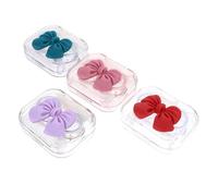 TOKIDNY 4juegos Estuche para Lentillas Compacto y Resistente de Colores Rojo Azul Púrpura y Rosa Caja Organizadora Transparente y Portátil para Lentes de Contacto Protección Antifugas