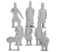 TOKIDNY 8 Piezas Figura China Qin de Guerreros de Terracota Miniatura en PVC Diseño Compacto y Expresiones Únicas para Decoración de Mesa y Dioramas Pequeños
