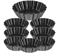 TOKIDNY 8 piezas Moldes para Mini Tartas con Base Extraíble Acero Carbono Resistente Alta Temperatura Antiadherentes para Horno Perfectos para Pasteles Quiches y Postres Caseros