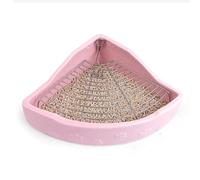 TOKIDNY Baño para Conejos y Cobayas de Cerámica Colorida Antisirve y Anti-mordeduras Fácil Limpieza Cuenco Triangular para Entrenamiento de Mascotas Pequeñas Color Rosa