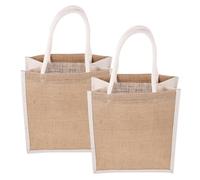 TOKIDNY Bolsa de Arpillera para Compras Asa 2 Unidades Tamaño Pequeño Reutilizable para Uso en Playa y Regalos