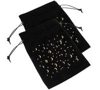 TOKIDNY Bolsa de Terciopelo Negra para Cartas Tarot y Joyería Cordón, Portátil y Evita Pérdidas, Paquete de 2 Bolsas Pequeñas para Almacenamiento y Obsequio