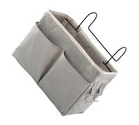 TOKIDNY Bolsa Organizadora Colgante para Cama de Dormitorio Gris, Cesta de Noche Multiusos sin Perforar, Organizador de Almacenamiento para Mesita y Cabecera, Adecuado para Libros, Mandos