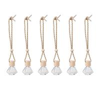 TOKIDNY Botellas Difusoras Colgantes para Coche 8ml 6 Piezas, Frascos de Perfume Vacíos Tapa de Madera, Adorno Colgante para Interior de Auto, Ambientador de Cristal Rellenable
