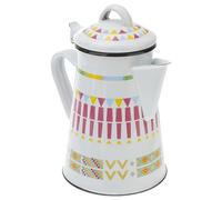 TOKIDNY Cafetera Casera Esmaltada de 08 L Color Blanco Diseño Geométrico de Estrella Olla de Leche para Café y Té Práctica para Uso Doméstico y Oficina