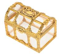 TOKIDNY Caja de Dulces Dorada de Plástico Fácil de Transportar y Duradera para Fiestas y Cumpleaños, Mini Baúl para Almacenamiento Elegante