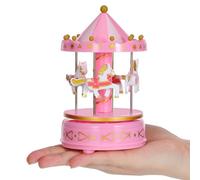 TOKIDNY Caja Musical de Carrusel Romántica y Creativa de Plástico Rosa, Decoración Portátil para Escritorio Adecuado como Obsequio de Navidad o Cumpleaños