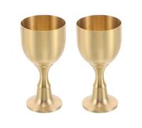 TOKIDNY Copa de Latón Vintage Grande Cáliz Dorado para Ofrendas Religiosas Copa Ritual Sagrada de Estilo Renacentista Adecuado para Decoración de Altar Bodas y Festividades Set de 2