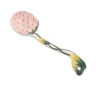 TOKIDNY Cuchara de Cerámica Rosa Mango Largo Ergonómico para Postres y Té Tarde Diseño Lindo de Fresa y Uso Alimentario Seguro