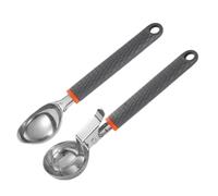 TOKIDNY Cuchara para Bolas de Helado y Masa de Galletas de Acero Inoxidable Mango Negro, Adecuado para Uso en Cocina y Casa, Pack de 2 Piezas