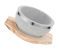 TOKIDNY Cuenco de Piedra para Bibimbap con Bandeja de Madera Diseño Ergonómico para Sopa Coreana y Arroz para Cocina Tradicional y Regalos Especiales