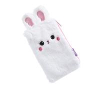 TOKIDNY Estuche de Felpa Blanco Diseño de Orejas de Conejo para Decoracion Colegio, Material Escolar Cremallera Suave y Almacenamiento Conveniente para Niños