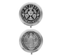 TOKIDNY Estuche para Guardar Rosarios de Aleación de Zinc Joyero Religioso Pequeño y Portátil Caja de Recuerdos Cristiana 2 Piezas para Anillos Collares y Pendientes Organizador