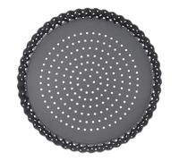 TOKIDNY Molde para Pizza de Acero al Carbono Antiadherente con Base Desmontable y Lados Estriados Bandeja Perforada para Hornear Pizzas Caseras Quiches y Tartas Apta para Horno y Uso