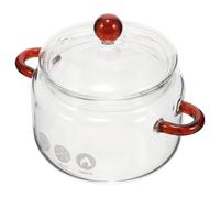 TOKIDNY Olla de Sopa de Vidrio Borosilicato 450 Ml con Doble Asa y Tapa Transparente Resistente al Calor para Cocinar y Guisar en Cocina Doméstica y Profesional