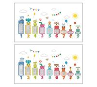 TOKIDNY Pegatinas de Pared Fáciles de Despegar Tabla de Multiplicar de Dibujos Animados, 2 en Pvc para y Educación Temprana para Habitación Infantil