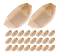 TOKIDNY Platos de Sushi Desechables de Chapa de Madera 195X10 CM en Forma de Barco Pack 100 Unidades Bandejas para Servir Comida Aperitivos Perritos Calientes y Catering
