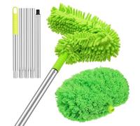 TOKIDNY Plumero Limpiador Extensible de Aluminio 15 M para Ventiladores de Techo y Techos Altos Doble Cabezal Desmontable para Polvo y Telarañas Herramienta de Limpieza Eficaz y