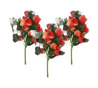 TOKIDNY Ramo de Fresas Artificiales Rojas de PVC Nunca Se Marchitan y Fáciles de Cuidar 3 Piezas Adecuado para Decoraciones de Fiestas y Manualidades