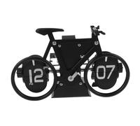 TOKIDNY Reloj de Mesa Vintage con Diseño de Bicicleta Reloj Flip Mecánico de Escritorio Decoración Retro para Oficina y Hogar Color Negro