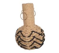 TOKIDNY Rustic Handwoven Paper Rope Vase with Iron Base Lightweight Flower Holder For Dried Artificial Farmhouse and Boho Table Centerpiece Decoration