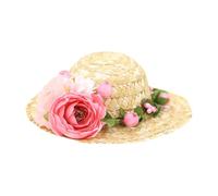TOKIDNY Sombrero de Paja para Perro con Flores Diseño Hawaiano Talla S para Perros Pequeños Accesorio Cómodo y Suave para Fiestas y Fotos
