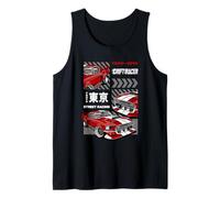 Tokio Coche de Carreras Japonés Kanji Japón Velocidad Coche Carreras Callejeras Camiseta sin Mangas