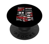Tokio Coche de Carreras Japonés Kanji Japón Velocidad Coche Carreras Callejeras PopSockets PopGrip Adhesivo