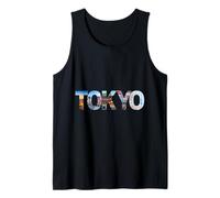 Tokio Horizonte Tipografía Japón Paisaje Urbano Letras Camiseta sin Mangas