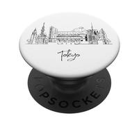 Tokio Japón Horizonte Asia Viaje Souvenirs Negro Paisaje urbano PopSockets PopGrip Adhesivo
