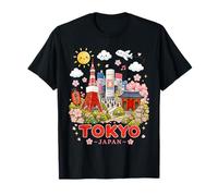 Tokio Japón Lindo Acuarela Niños Recuerdo de Viaje Camiseta