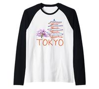Tokio Japón Viaje Souvenir Historic City Monumento Regalo Camiseta Manga Raglan