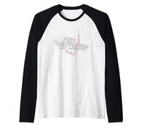 Tokio Japón Viaje Souvenir Panorama City Monumento Regalo Camiseta Manga Raglan