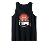 Tokio Souvenir Tori Gate Japón Sol japonés Kanji Hanko Camiseta sin Mangas