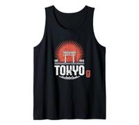 Tokio Souvenir Tori Gate Japón Sol japonés Kanji Hanko Camiseta sin Mangas