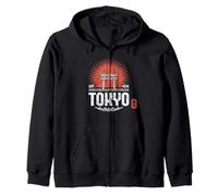 Tokio Souvenir Tori Gate Japón Sol japonés Kanji Hanko Sudadera con Capucha
