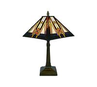 Tokira Lámparas de mesa Tiffany, Lámparas de vidrio manchado vintage de 10 pulgadas Patrones Lámparas de noche, de dormitorio de estilo simple hechas a mano Sala de esta[Sin bombillas]